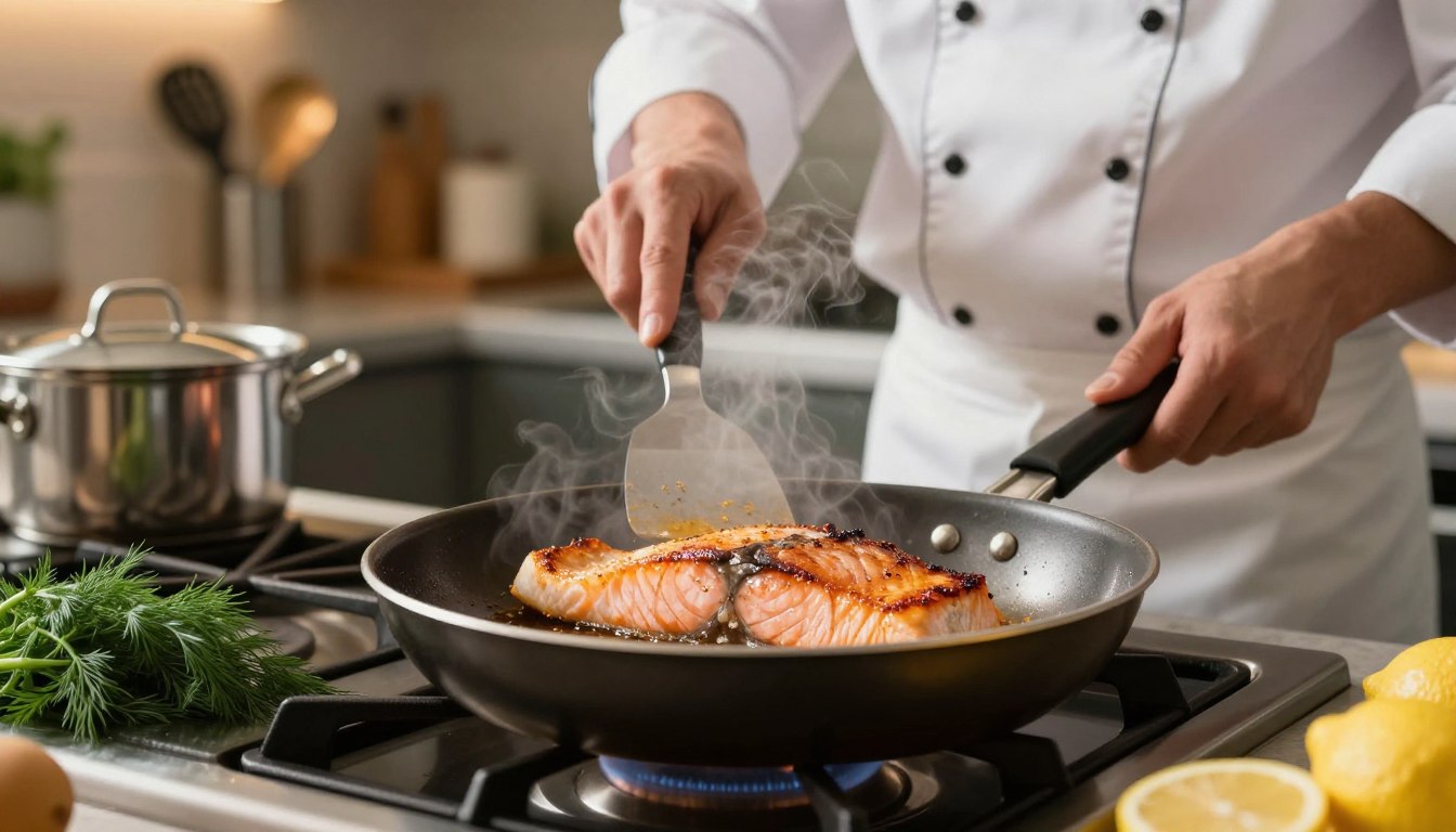 jak smażyć łososia ze skórą na patelni